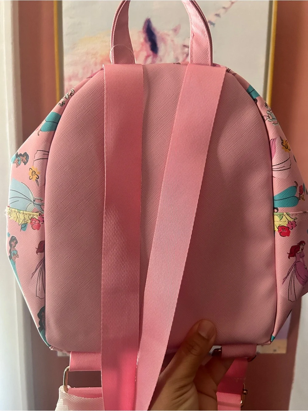 Disney Pink Princess Mini Backpack with Multicolor Character Print